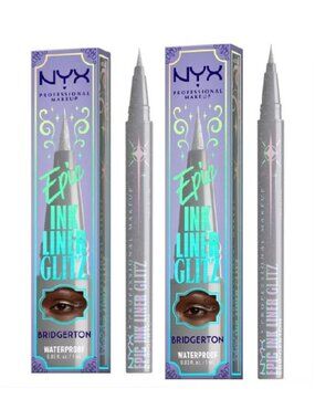 NYX Bridgerton Royal Epic Waterproof Metallic Eyeliner Glitzed in Silver 2 Pack